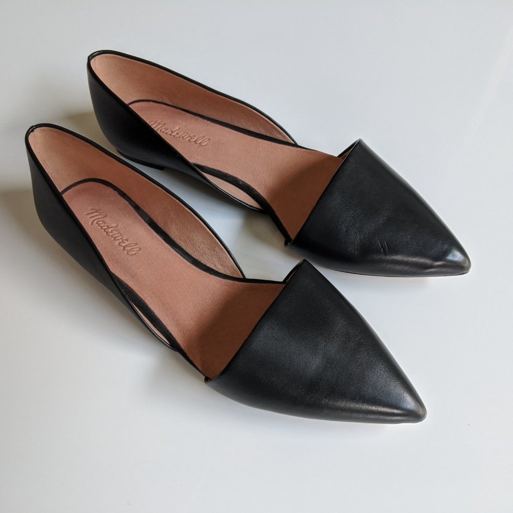 NEW Madewell Black Leather Pointed Toe Flats 9.5